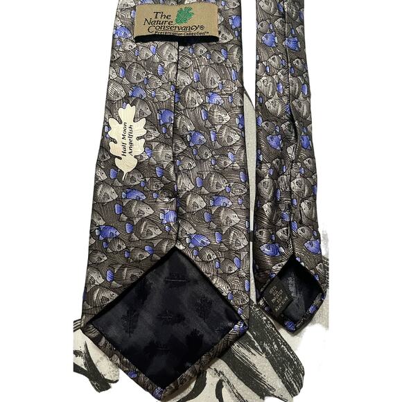 The Nature Conservancy Half Moon Angelfish Purple And Grey Hand Sewn Neck Tie - Picture 2 of 2